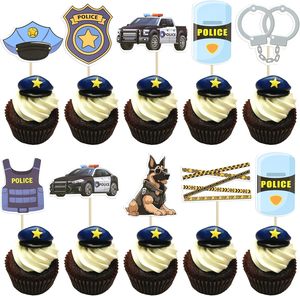 Polizei-Cupcake-Topper, Polizisten-Geburtstags-Cupcake-Stecker, Polizei-Kuchendekoration für Polizei-Emblem-Themen-Geburtstagsfeier - Product Image 1