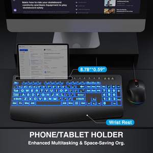 Combo de Teclado y Ratón con Cable SABLUTE, Retroiluminación RGB de 7 Colores, Reposamuñecas Ergonómico con Teclas Multimedia para PC, Windows, Laptop, Mac - Product Image 6