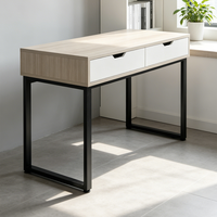 Bureau d'ordinateur ergonomique moderne en bois avec structure métallique et tiroirs de rangement pour la maison, le bureau et l'école