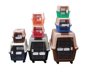 Chenils en plastique pour animaux de compagnie Porte en fil métallique en plastique roulant Caisse de voyage pour chien Approuvé par la compagnie aérienne Coque en plastique durable Transporteur pour animaux de compagnie - Product Image 1