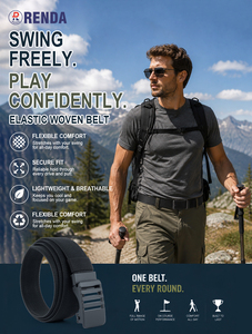 <span class=keywords><strong>Cintura</strong></span> Elastica da Uomo Personalizzata in Nylon con Fibbia Automatica in Lega, <span class=keywords><strong>Cintura</strong></span> Casual Regolabile per Jeans e Attività all'Aperto - Product Image 2