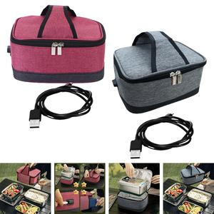 Borsa da pranzo termica elettrica USB in rosso per lavoro auto e casa cibo caldo e fornello - Product Image 6