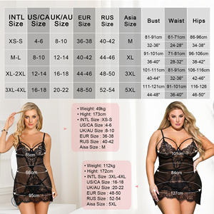 Babydoll Lingerie Sexy <span class=keywords><strong>Trasparente</strong></span> con Ricamo Floreale in <span class=keywords><strong>Pizzo</strong></span> e Ferretto, Taglie Forti per Donne Curvy - Product Image 4