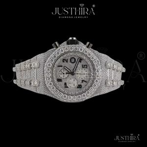 High on Demand Durable Moissanite Diamond Quartz <b>Watch</b> Men <b>Waterproof</b> Stainless Steel Casual Wristwatch Available For Sale - Product Image 1