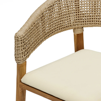 Chaise de salle à manger JP pour ensembles de restaurant, bois de teck avec rotin synthétique et coussin, mobilier d'extérieur, jardin en bois