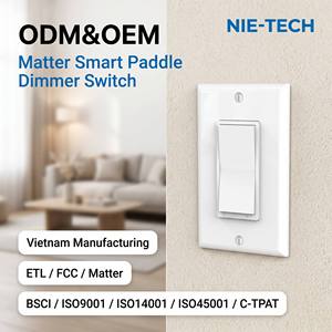 Interruptor Dimmer Inteligente WIFI Matter al por Mayor, 600W Carga Máxima, 125V, Certificado ETL FCC, Compatible con Apple Home, SmartThings, Tuya - Product Image 1