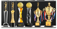 Trofeo/Copa Deportiva de Fútbol Personalizado de Metal Grabado Estilo Pirámide, Duradero, Venta al por Mayor de Fábrica, Transparente y Pulido