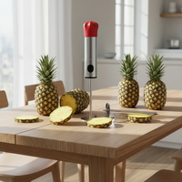 Éplucheur, évideur et trancheur manuel d'ananas en acier inoxydable 4-en-1 avec poignée et spirales