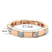 Bracelet extensible CENDA en émail rayé doré avec cristaux colorés incrustés, bracelet élastique empilable, bijoux de luxe pour femmes, cadeau
