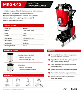 Extracteur de poussière industriel 1,2 kW 120 V pour le ponçage des sols en béton, aspirateur avec filtre, résistance industrielle 1 - Product Image 4