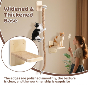 Échelle murale en bois de haute qualité avec corde d'escalade et griffoir - Product Image 3