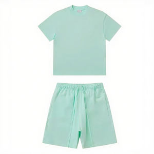 2025 Set di <span class=keywords><strong>pantaloncini</strong></span> da uomo con collo alto con Logo personalizzato completo estivo in due pezzi bianco - Product Image 5