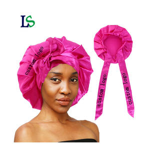 <span class=keywords><strong>Bonnet</strong></span> en satin de soie et foulards pour cheveux personnalisés avec logo pour femmes, vente en gros, bonnets de nuit de créateur avec écharpe à bords tressés et bandeau. - Product Image 1