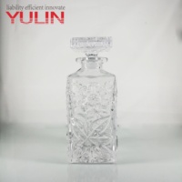 Carafe à whisky en cristal sans plomb de luxe avec bordure dorée, carafe à vin carrée en verre pour un cadeau de bar haut de gamme