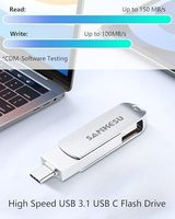 Unidad Flash USB 3.0 Dual de Alta Velocidad de 64 GB con Chip Grado A, Certificación CE/FCC, FAT32/EX-FAT para Teléfonos Android/PC/Laptop/Mac