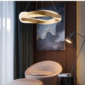Nuovo soggiorno in acciaio inox creativo acrilico circolare anello d'<span class=keywords><strong>oro</strong></span> luce pendente con acrilico e <span class=keywords><strong>oro</strong></span> - Product Image 5