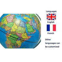 Globe terrestre éclairé par LED de 20 cm/8 po, double vue, bleu et argent, anglais/français, personnalisable, moderne, luxueux, éducatif, en plastique