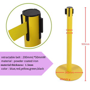 Poteau de délimitation de foule commercial, mât de 63 mm, ceinture de 2 m, bleu, rouge, jaune, vert, noir - Product Image 2