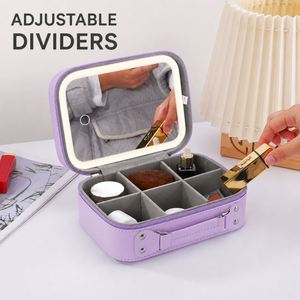 Trousse de Maquillage de Voyage Personnalisée avec Miroir LED, Organisateur Cosmétique Personnalisé, Diviseurs Ajustables, Cadeau Unique pour Demoiselle d'Honneur - Product Image 2