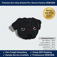 Pin Enamel Pug Hitam Kustom Pabrik Langsung, Lencana Logam Anjing Kartun Kustom OEM ODM, Produsen Pin Kerah, Desain Gratis