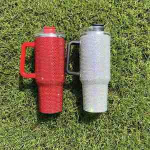 Handle 40Oz Rhinestone Bling Diamond Tumbler Stainless Steel <b>Insulated</b> Vacuum 40 Oz Travel <b>Mug</b> With Straw - Product Image 4