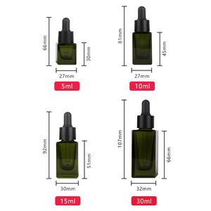 Flacone Contagocce in Vetro Quadrato <span class=keywords><strong>Verde</strong></span> da 5ml 10ml 15ml 30ml per Oli Essenziali <span class=keywords><strong>e</strong></span> Sieri per la Cura della Pelle con Testa in Gomma Nera, Disponibile all'Ingrosso - Product Image 6