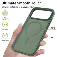 Coque magnétique antichoc verte mate douce au toucher pour iPhone 18 17 Pro Max, prix d'usine, vente en gros de coques de téléphone personnalisées en vrac