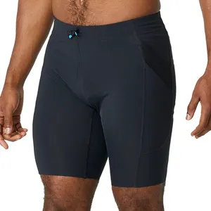 Demi-collants en Spandex extensible à 4 voies pour homme, avec cordon de serrage à la taille, court, Sport, course à pied, avec panneau en maille respirante au dos