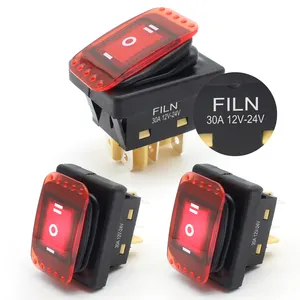 FILN KCD4 6Pin Rocker Switch Waterproof ON-Off-ON KCD4 12V 24V 110V 220V Red Green Yellow Blue White Boat Marine Toggle Switch