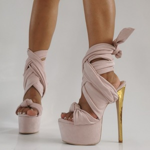 2026 Fashion Lace Up Plus Size 47 Platform Stiletto Heels Nightclub Runway Women Fashion <b>Sandals</b> - Product Image 2
