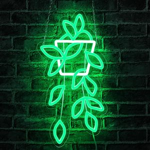 Green Planter Letreros Neon LED indoor hanging ambient light shop <b>sign</b> wall decoration light entrance indicator light 5V 12V - Product Image 1