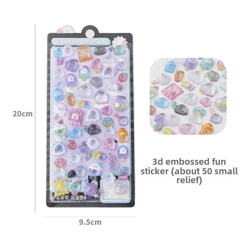 Cute 3D Embossed UV Printed Nail Stickers DIY Decorative Phone Case Journal Stickers for Girls for Promotional Gifts