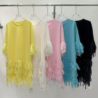 Robe longue élégante ornée d'un nœud en strass pour femmes, tunique décontractée pour soirée