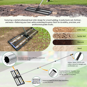 Heavy-Duty thép không gỉ bãi cỏ san lấp mặt bằng <span class=keywords><strong>Rake</strong></span> levelawn công cụ với nhôm Con lăn sân san lấp mặt bằng <span class=keywords><strong>Rake</strong></span> cho vườn Golf bãi cỏ trang trại - Product Image 6