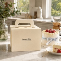Boîte à gâteau plate auto-élevante de 4 pouces, série gaufrée, écologique, de qualité alimentaire, avec fenêtre portable de 3/5/6 pouces, emballage haute résistance