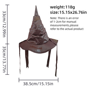 Chapeau de sorcière d'Halloween en forme de cône, taille unique, en polyester, accessoire de costume pour fête et cosplay - Product Image 4