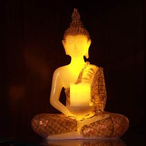 LED 파라핀 왁스 양초 <span class=keywords><strong>THAI</strong></span> 앉아 LED 불꽃 부처 디자인 왁스 타이머 기능을 가진 고급 파라핀 양초 - Product Image 3