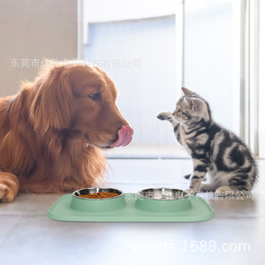 Gamelles pour animaux de compagnie en acier inoxydable avec tapis en silicone pour une alimentation lente pour chats et chiens 800 ml - Product Image 2