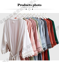 Nouveautés 3051 - Meilleures ventes - Kimono court en rayonne et coton bordeaux simple pour mariées et demoiselles d'honneur