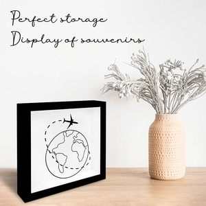 Caja de Ahorros de Madera Moderna Premium con Diseño de Mapa del Mundo y Flores - Estuche de Exhibición para Fondos de Aventura - Tarro de Ahorro de Gran Capacidad - Product Image 6