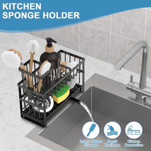 Support de rangement en acier inoxydable antirouille à prix abordable pour évier de cuisine, porte-savon et porte-éponge pour robinet de cuisine - Product Image 2
