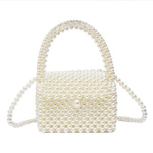 Hàn Quốc Phụ Nữ Giản Dị Handmade Trắng Ngọc Trai Buổi Tối Ly Hợp Sang Trọng Đính Cườm Điện Thoại Di Động Đồ Trang Sức Nhỏ Vuông Vai Túi - Product Image 1