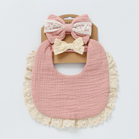 Ensemble cadeau pour bébé : écharpe et bandeau à nœud pour nouveau-né, décoration en dentelle à volants, bandeau d'allaitement en coton doux pour bébé
