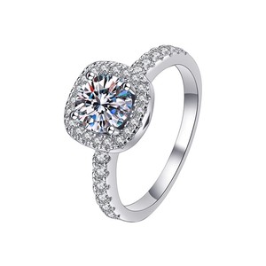 Small Copper Sugar-<b>Cube</b> Zircon Ring Women <b>Light</b> Luxury Design High-End Sparkling Fashionable Versatile Elegant Finger J1072 Silv - Product Image 3