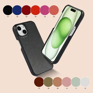 Vintage Synthetic Bio-based Vegan Leather Eco-friendly Products Case For IPhone 15 Vegan Fabric Microfiber Leather Case
