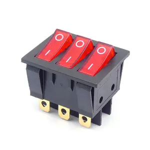 Interruptores basculantes grandes KCD3 KCD9 34*40 con interruptor de tres vías de luz roja 9 pines 2 posiciones de un solo tiro 16A 250VAC 20A 125VAC ON-OFF