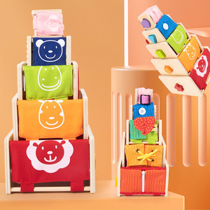 Hot Montessori Children Wooden Cloth Frame Stacking Tower Educational Activity Sorting Learning Toys for Kids Boys and Girls - Product Image 5