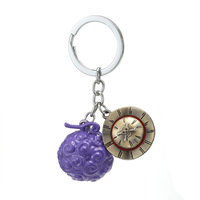 Vente chaude 4 Style Anime One Piece Diable Fruit Porte-clés En Métal Luffy Ace Law Caractère Porte-clés Pendentif Porte-clés Artisanat