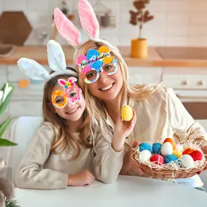 2024 New Easter Decoration Supplies Rabbit Glasses Children Adult Holiday Party Photo Props Chicken Bunny Egg Glasses Frame