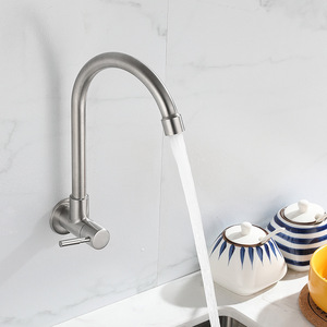 Wall-mounted 304 Stainless Steel Single Cold Water Faucet XMS-3008 Minimalist Kitchen <b>Sink</b> Tap Easy Installation - Product Image 1